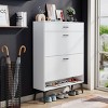 GlasFlength Shoe Racks Modern Flip Drawer Storage Cabinet with Hidden Compartment for Small Entryway Living Space, White, 31.49"*9.44"*43.3" - 2 of 4
