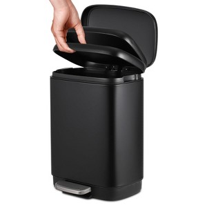 Trash Can, 3.2 Gallon Stainless Steel Trash Can with Soft-close Lid, Step-on Wastebin with Removable Inner Bucket for Kitchen Bathroom Office - 1 of 4
