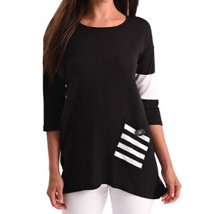 Women's Stripe Pocket Flowy Tunic Top - ANGEL - 1 of 2