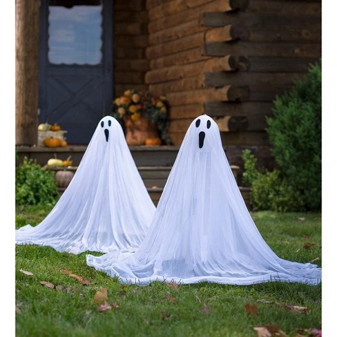 Plow & Hearth Lighted Color-changing Halloween Ghost Stakes, Set Of 2 ...