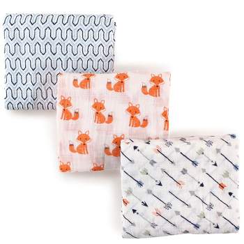 Hudson Baby Infant Boy Cotton Muslin Swaddle Blankets, Foxes, One Size