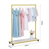 Gold Metal Clothing Rack with Wood Shelf, Heavy Duty Garment Rack on Wheels, Industrial Pipe Clothing Rack, Perfect for Bedroom or Living Room - 3 of 4