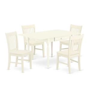 5-Piece Linen White Finish Solid Wood Top - Dining Room Set  (Seats-4) - 1 of 4