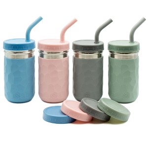 WeeSprout 2-in-1 Drinking Cups for Kids, Durable Stainless Steel Tumbler for Smoothies Kid Cups, Set of 4 - 1 of 4