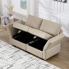 LOVMOR Contemporary Modern Upholstered Fabric Sofa with Storage Seats and Ottomans, 2 Seater Sofa Fabric Couch with Adjustable Arms and Backs - 3 of 4