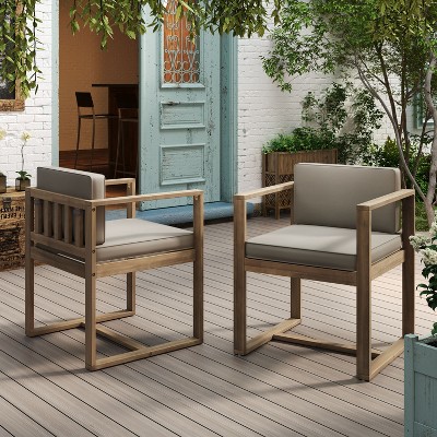 Maggift Patio Accent Chairs with Fixed Armrests, Upholstered, Ergonomic Design for Lawns, Gardens and Porches, Brown, 24.75" * 23" * 31.5"