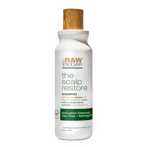 Raw Sugar Shampoo Scalp Restore Activated Charcoal + Tea Tree Moringa Oil - 18 Fl Oz :