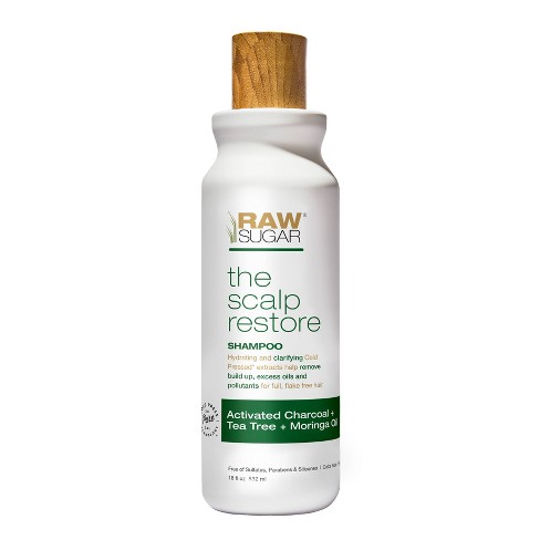 Raw Sugar Shampoo Scalp Restore Activated Charcoal + Tea Tree + Moringa
