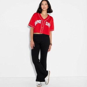 Women's Game Day Cropped Elbow Sleeve V-Neck Athletic Jersey - Wild Fable™ - 1 of 3