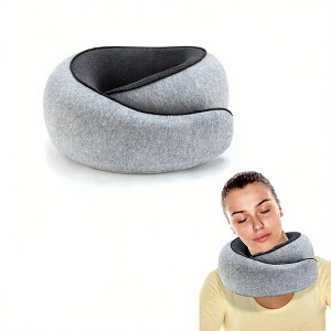 Anna-Kaci Ergonomic Travel Neck Pillow with Soft Cushioned Wrap Design and Supportive Contoured Structure for Comfortable Rest - Gray - 1 of 4