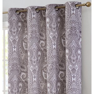 HLC.ME Paris Paisley Decorative Print Damask Pattern Light Reducing Grommet Window Curtain Panels for Bedroom, Set of 2 - 1 of 4