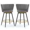 NicBex 25.2"Swivel Counter and Bar Stools,Modern 360° Swivel Upholstered Counter Chairs,Chic Velvet Chairs for Kitchen,Set of 2 - 4 of 4