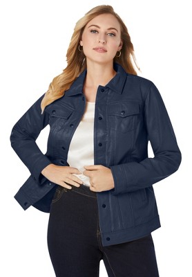Jessica London Women's Plus Size Denim Style Leather Jacket