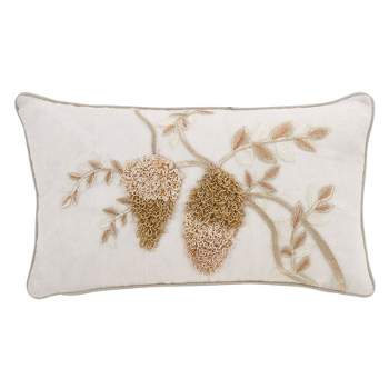 Saro Lifestyle Poly-Filled Embroidered Throw Pillow With Flower Design