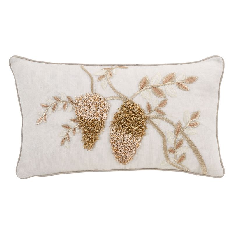 Saro Lifestyle Poly-Filled Embroidered Throw Pillow With Flower Design, 1 of 4