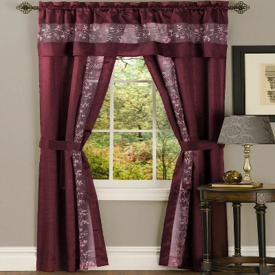 Kate Aurora Complete 5 Piece Embroidered Floral Attached Window In A ...
