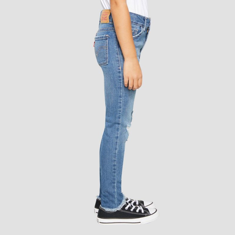 Levi's® Girls' High-Rise Distressed Super Skinny Jeans - Medium Wash, 2 of 9