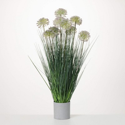 Sullivans Artificial 31" Medium Potted Puff Green Grass