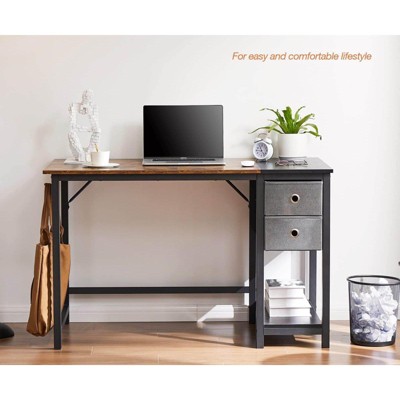 CAVINAS Home Office Desk 40" L Modern Computer Desk with 2 Storage Drawers, Shelf and Hook for Study, Work