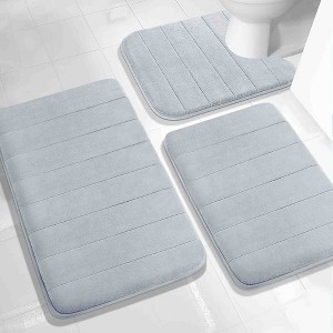 BAGOKIE 3-Piece Memory Foam Bath Mat Set - 1 of 4