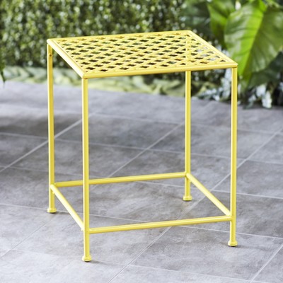 Lakeside Outdoor Accent Table – Square Metal Patio Table - Yellow