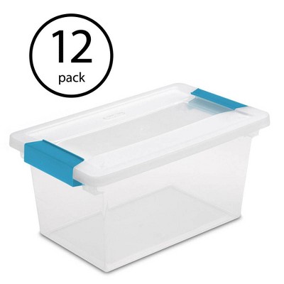 Sterilite Medium Clip Box Clear Home Storage Tote Container with Lid (12 Pack)