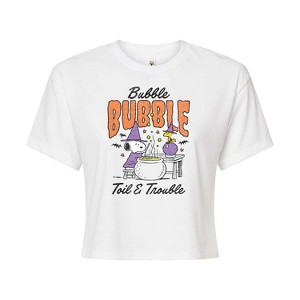 Women's - Peanuts - Bubble Bubble Toil Trouble Cropped Graphic T-Shirt - 1 of 4