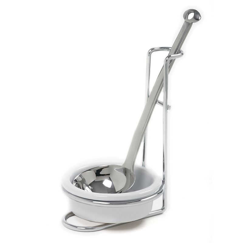 Norpro 2 Piece Stainless Steel and Porcelain Spoon Rest, 1 of 2