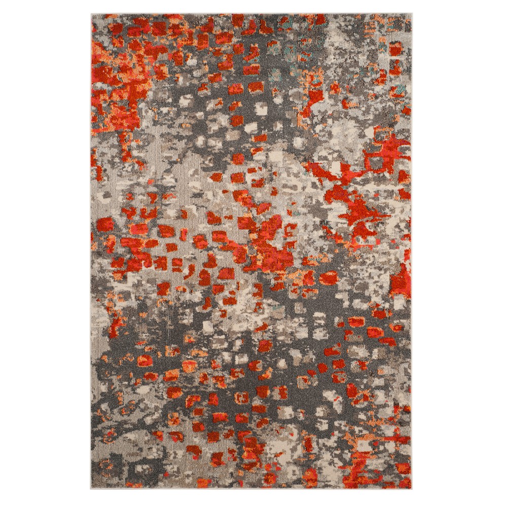 Gray/Orange Splatter Loomed Area Rug 5'1inX7'7in - Safavieh