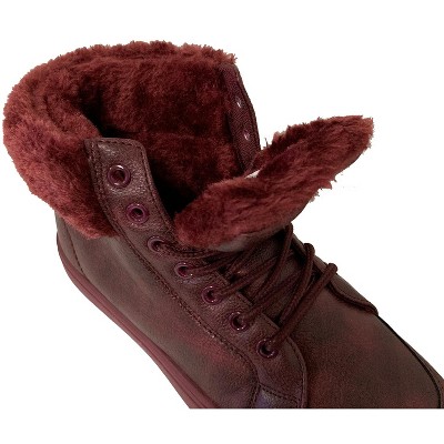 Женские кроссовки Bangka Women's Sneaker Boots Winter High Top Lace up Fur Warm Snow Shoes, Burgundy-9 — фото 5