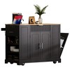 Ridstar 48.5 in. W 5-Wheel Mobile Kitchen Island with Trash Bin Storage Cabinet, Internal Shelving & 3 Drawers-Black - 4 of 4