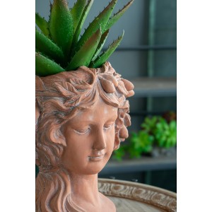YUHAO Greek Style Cement Head Planter For Indoor Outdoor Home Garden Decor,8"x9"x11.5" - 1 of 4