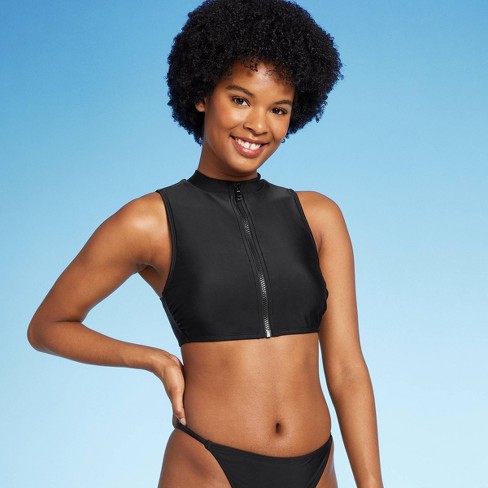 Women's Zip-front Mock Neck Bikini Top - Wild Fable™ : Target