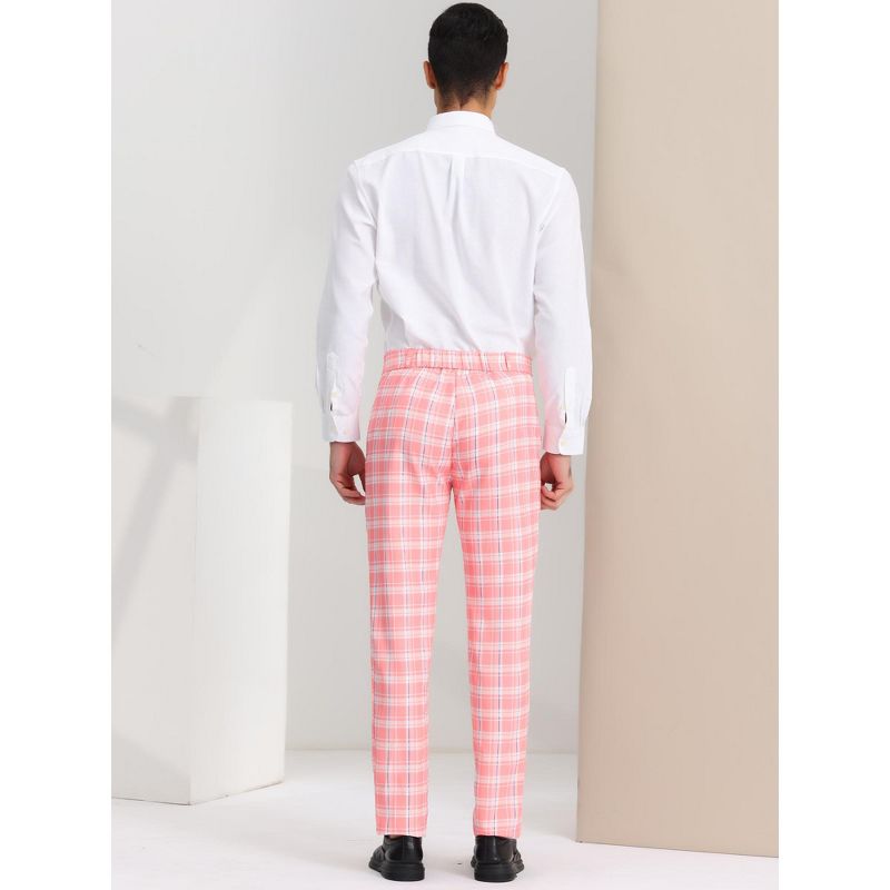 Lars Amadeus Men's Regular Fit Flat Front Classic Plaid Suit Pants, 5 of 7