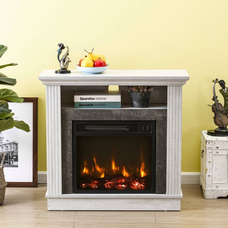 32&#34; Freestanding Electric Fireplace Saw Cut Off White - Home Essentials, 4 of 10