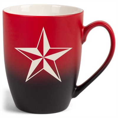 100 North Red and Black Two Toned Ombre, 10 Ounce, Comfortably Fits Your Hands, Ceramic Tea Coffee Cup Mug, Nautical North Star