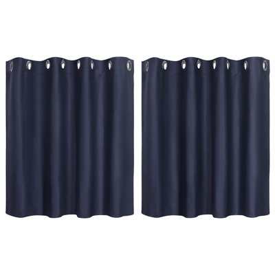 2 Pcs Polyester Blockout Solid color Curtain Tiers - PiccoCasa
