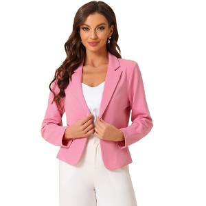 INSPIRE CHIC Women's Business Casual Open Front Fully Lined Crop Suit Jacket - 1 of 4