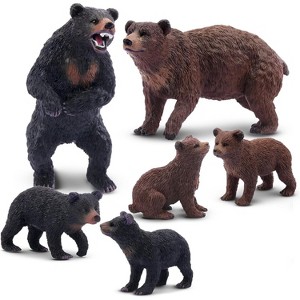 6-Piece Realistic Bear Figurine Set - Forest Animal Family Toy for Kids Toddlers, Ideal Educational Birthday Gift - 1 of 4