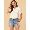 Allegra K Women's Floral Peter Pan Collar Lace Trim Ruffle Sleeve Blouses - 3 of 4