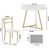 3-Piece Dining Table Set for 2, Round Kitchen Table with 2 Upholstered Chairs, Metal Frame & Faux Marble Top for Small Space, Apartment - 4 of 4