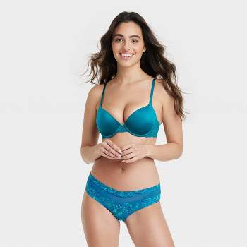 Women's Lace Trim Cotton Bikini Underwear - Auden™ Blue Xs : Target