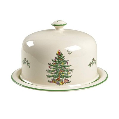 Spode Christmas Tree 2 Piece Serving Platter with Dome Set