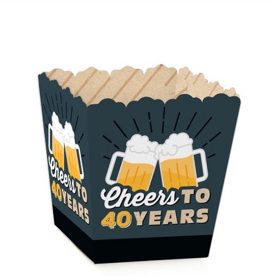 Big Dot of Happiness Cheers and Beers to 40 Years - Party Mini Favor Boxes - 40th Birthday Party Treat Candy Boxes - Set of 12