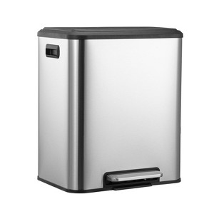 EcoSummer 7.9 Gal Dual Compartment Stainless Steel Trash Can, Foot Pedal Recycling & Waste Sorter for Home & Office. - 1 of 4