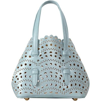 FATMOON Hollow Out Small Basket Bags for Women PU Leather Handbag with Inner Bag Shoulder Crossbody Bag for Beach Summer Travel