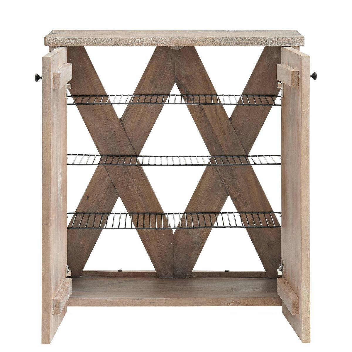 Alaterre Furniture 31" Castleton Mango Wood Shoe Cubbie Storage Cabinet Driftwood: 12-Pair Organizer, Fixed Shelves, Freestanding - thumbnail 4