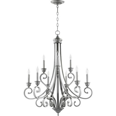 Quorum Lighting Bryant 9-Light Chandelier, Classic Nickel, 29 Width, 36.25 Height