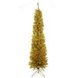 Northlight 6' Prelit Artificial Christmas Tree Gold Tinsel Pencil - Clear Lights