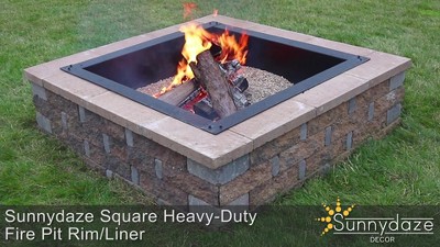 Heavy-Duty Black Steel Square Fire Pit Ring Insert, 42"